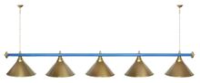 Лампа STARTBILLIARDS 5 пл. (плафоны антик медь,штанга медь,фурнитура золото)
