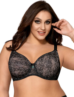 Бюстгальтер на косточках с бесшовными мягкими чашками из гипюра (Размер: 95C) (Цвет: черный)