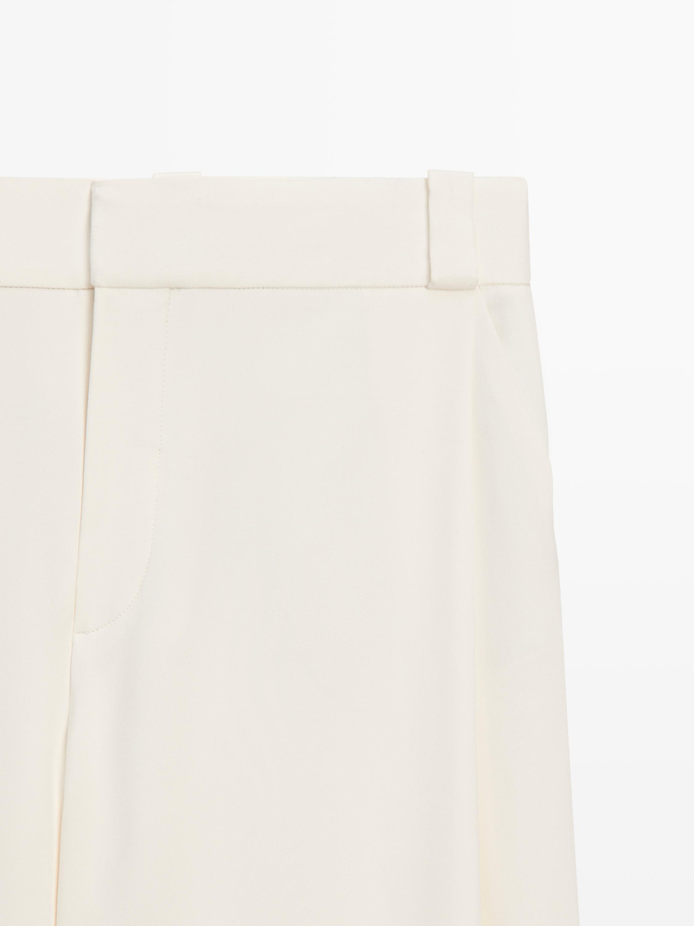 Massimo Dutti Широкие брюки с вытачками - STUDIO, кремовый