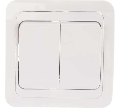 В0023 Выключатель 2-клавишный СП 10А 220В белый Валери