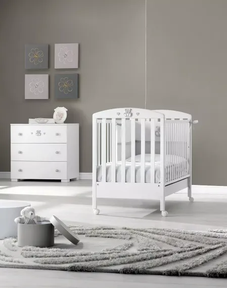 Детская кроватка на колесах Erbesi Charly White/Grey