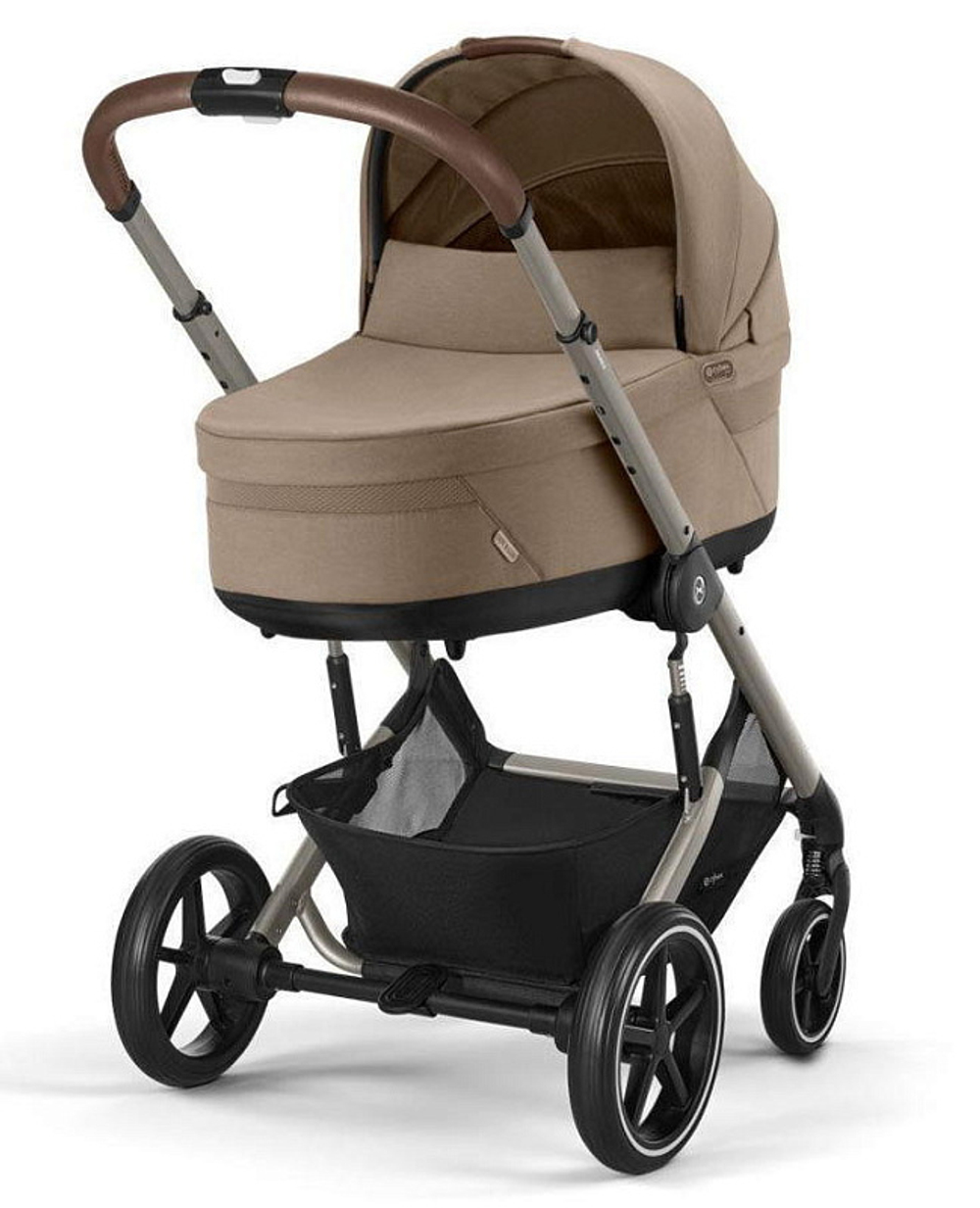 Коляска Cybex Balios S Lux TPE complete Aton S2 Moon Black 3 в 1 Almond Beige с дождевиками