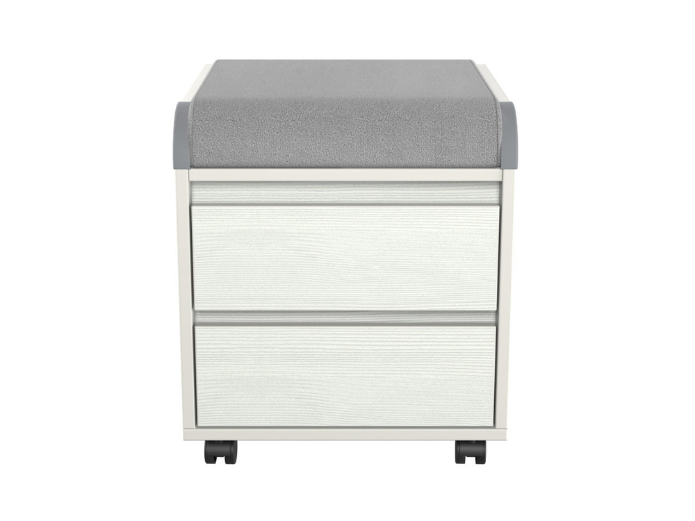 Тумба Дэми на колёсиках с 2 ящиками, органайзером для канцелярии и пуфом (ТУВ.14)