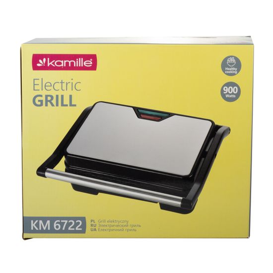 Гриль электрический 900 Вт. Kamille KM 6722 с антипригарным покрытием