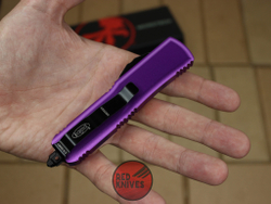 Нож Microtech UTX-85 S/E - фиолетовая рукоять, стандартный клинок, черный + запчасти RK-399