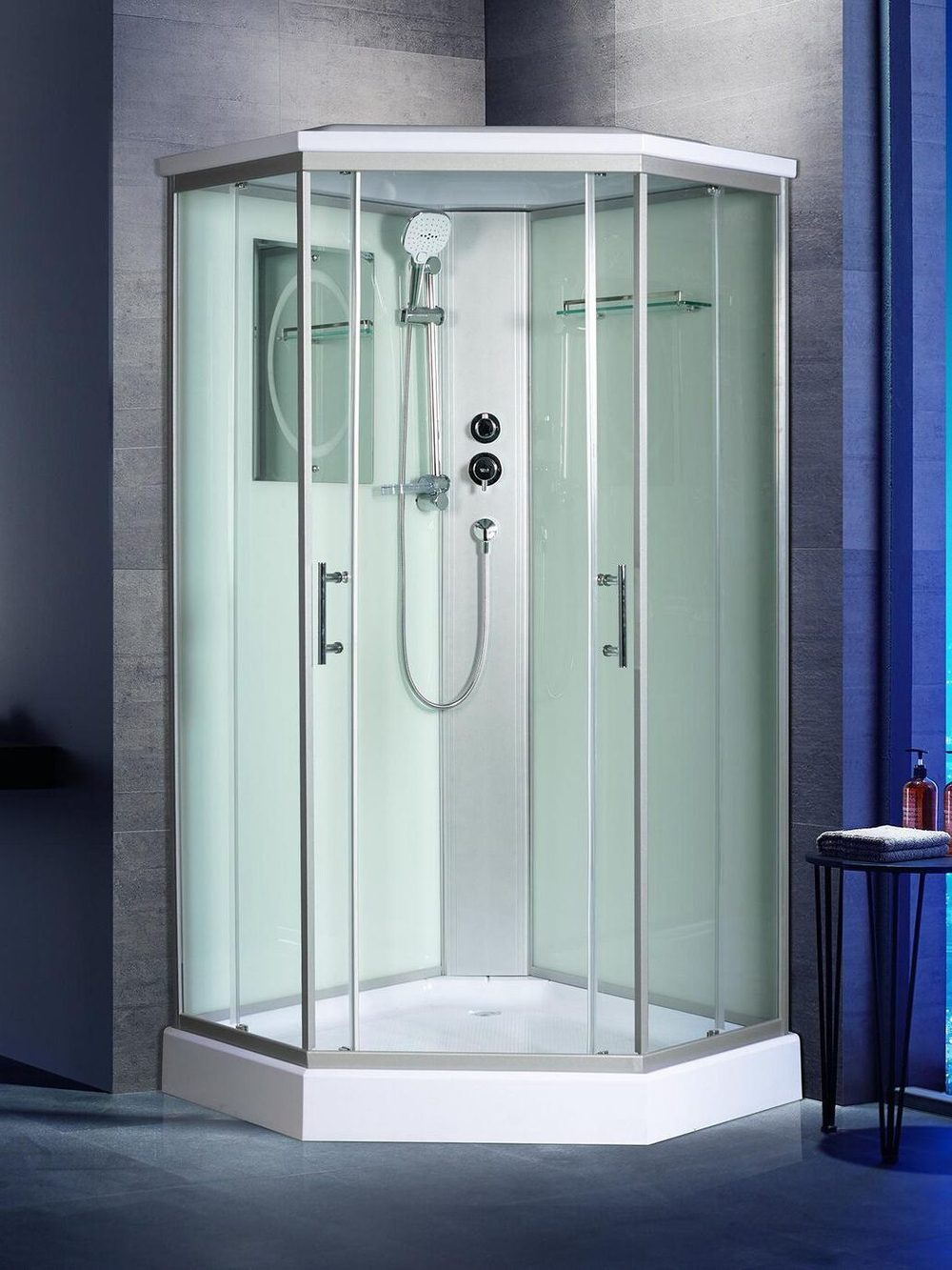 Душевая кабина WeltWasser  WW500 NESSE 1002 100х100 см,  прозрачное стекло, поддон низкий