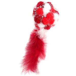 Игрушка Petpark  для кошек Мяч Пон-Пон с перьями, 24 см красный