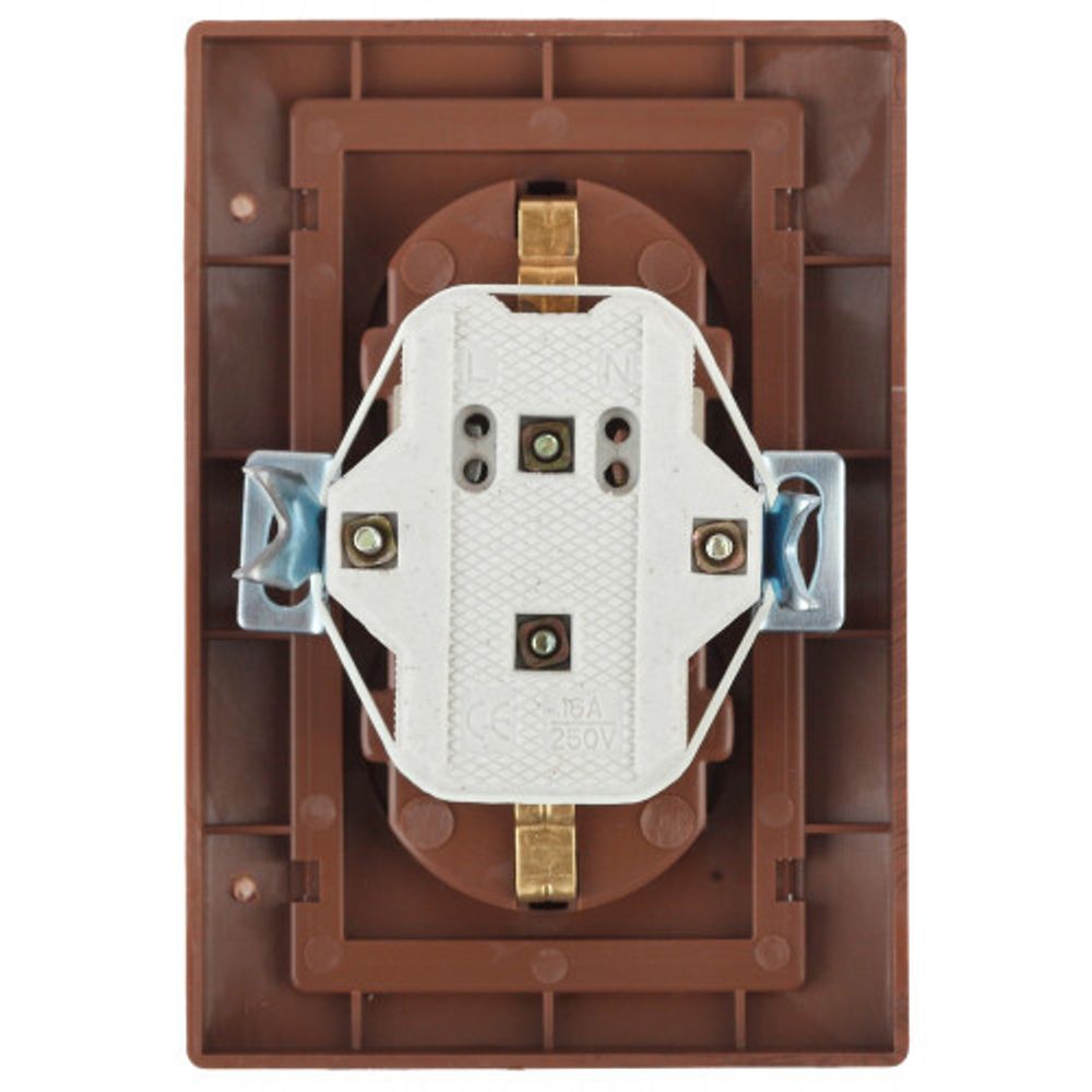 Розетка Intro Plano 1-205-10 с заземлением двойная 2X2P+E Schuko, 16А-250В, IP20, СУ, венге | Intro Plano Венге