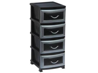 Комод 4-х секционный "Дельфин" черный/серебрестый перламутр