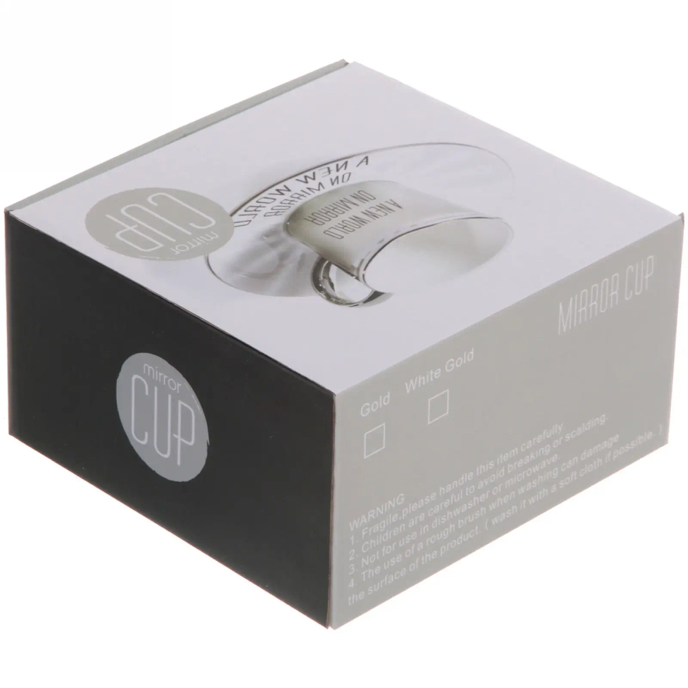 Чайная пара (зеркальная кружка 230мл+блюдце) анаморфный дизайн «Тюльпаны желтые»