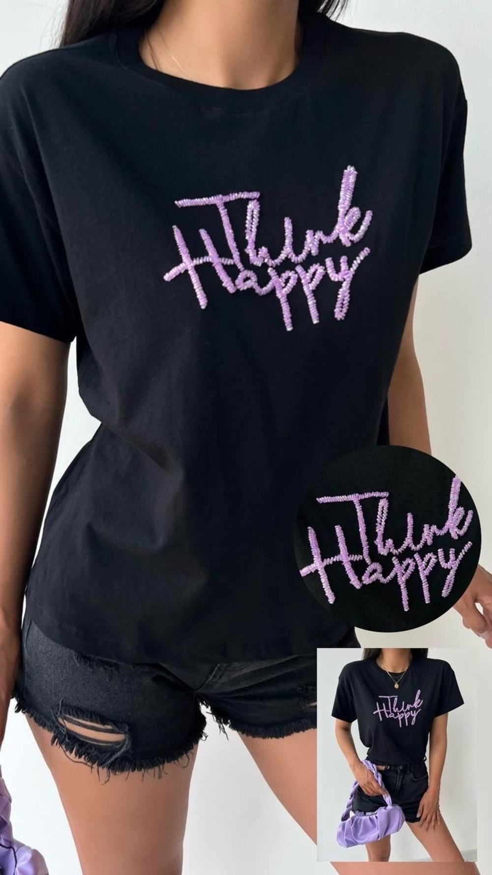 Футболка Clever Fashion 0018 Think Happy, черный 012