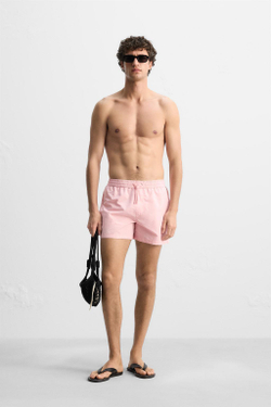 ZARA ПЛАВКИ SEERSUCKER, РОЗОВЫЙ