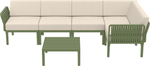 Комплект пластиковой мебели Siesta Contract Portofino Lounge Corner, оливковый, бежевый