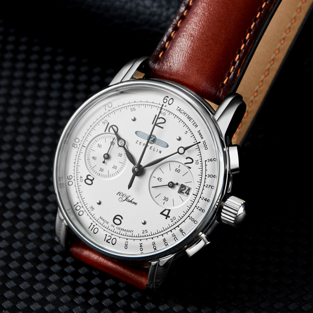 ZEPPELIN Hundred Years Collection Quartz Movement Men"s Watches Wrist Watches White Dial Stainless Steel Case 8676 1