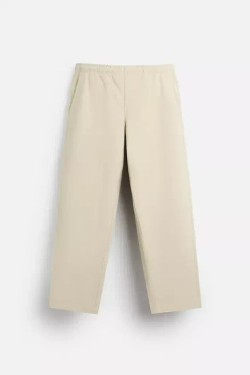 ZARA БРЮКИ-ДЖОГГЕРЫ STRAIGHT FIT, БЕЖЕВЫЙ