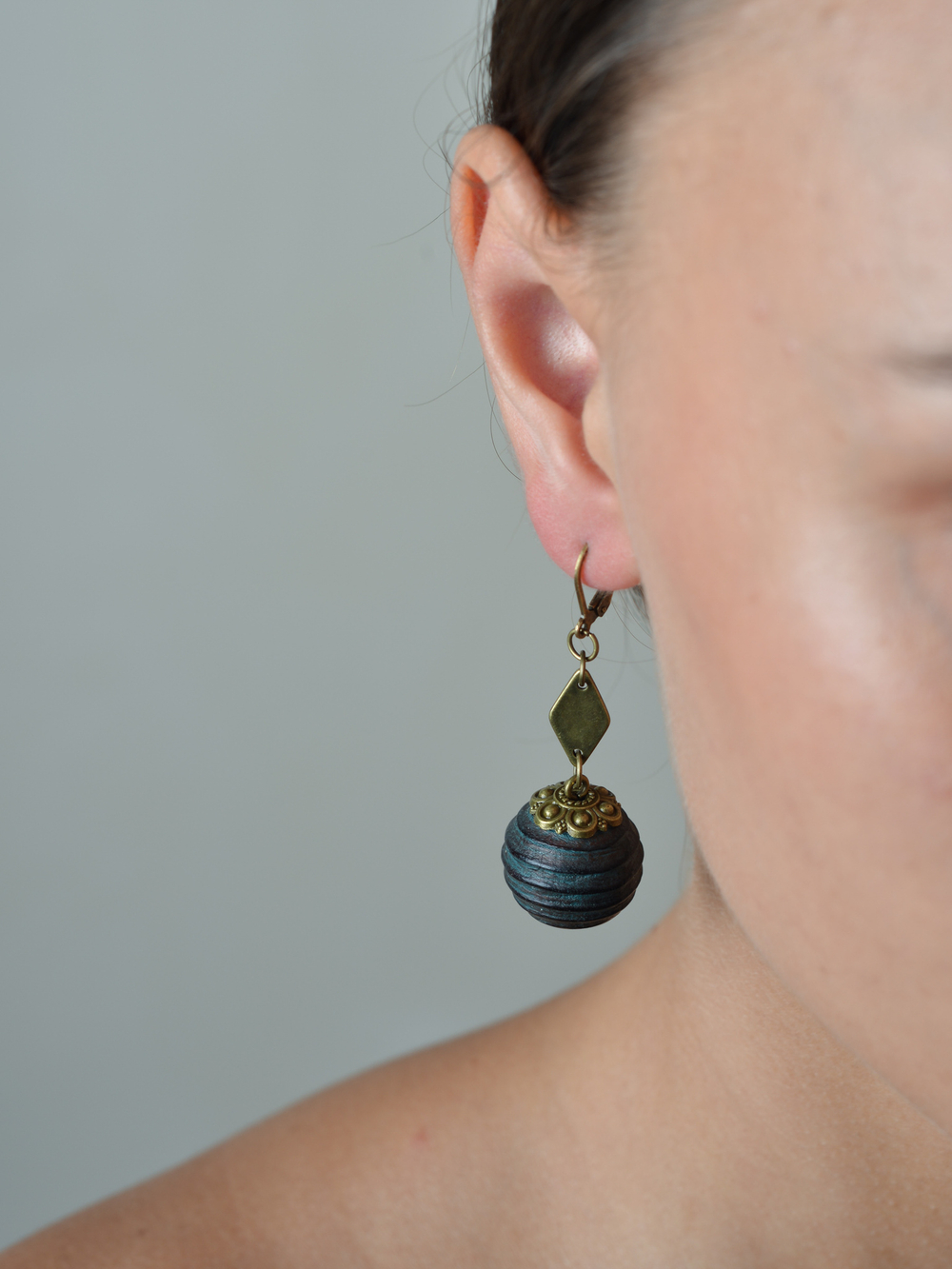 Серьги ПАЗЫРЫК ромб, лиственница