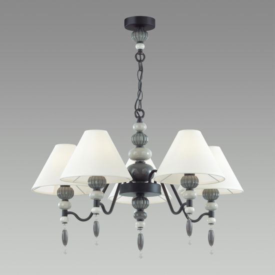 4896/5 MODERN ODL_EX23 161 черный матов./серый/молочный металл/керамика/ткань Люстра E14 5*40W SOCHI