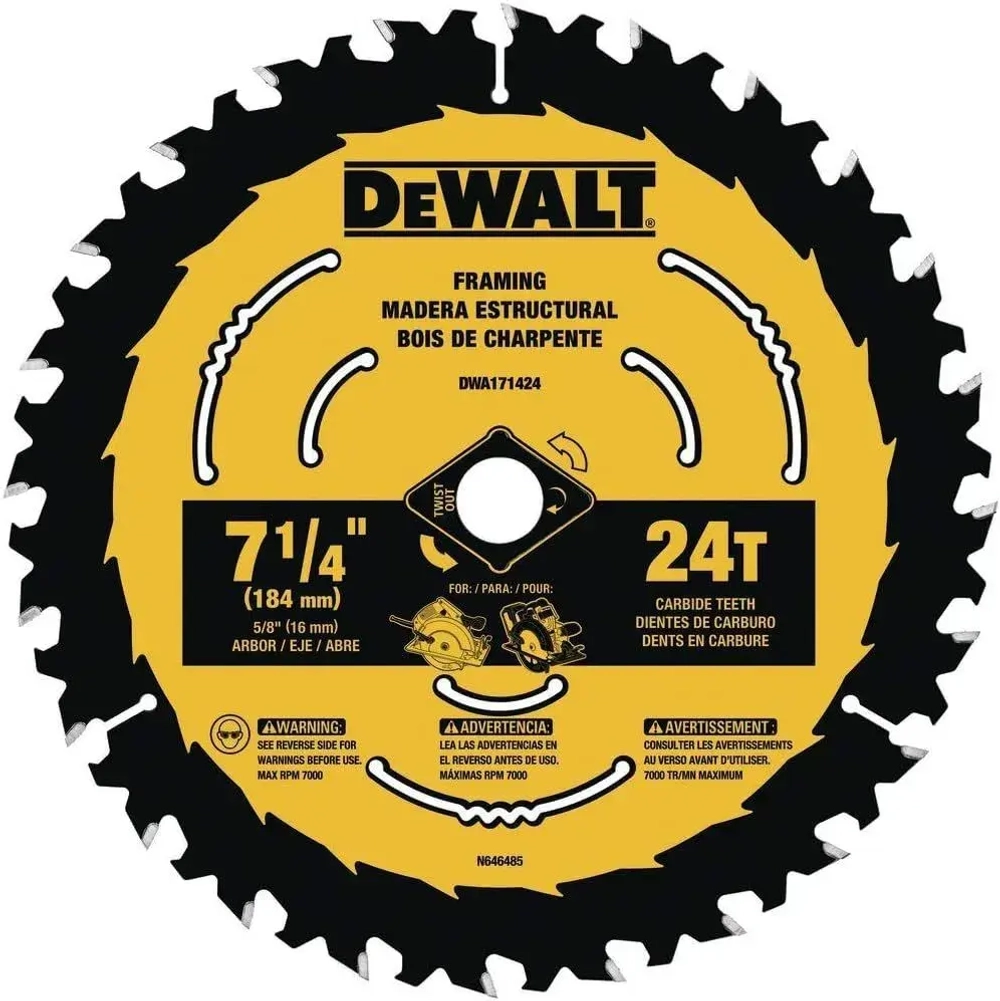 Диск пильный твердосплавный 184мм х 16 мм 24 зуба быстрый рез Dewalt DWA171424 БЕЗ БЛИСТЕРА
