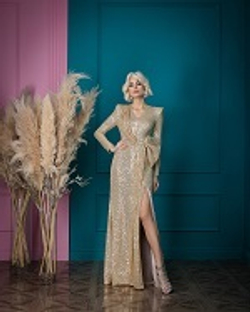 13-01-24 FW Платье в пол с пайетками бежевое XL