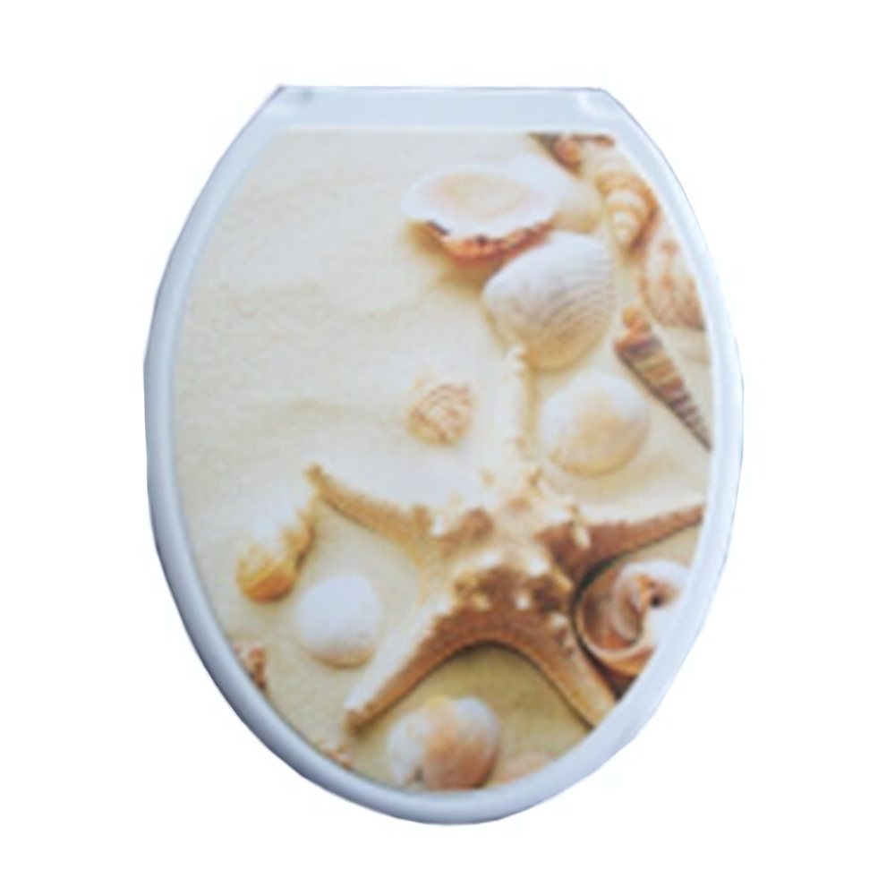 Крышка унитаза "ДЕКОР" фото принт "РАКУШКИ НА ПЕСКЕ" бел РП-813РП