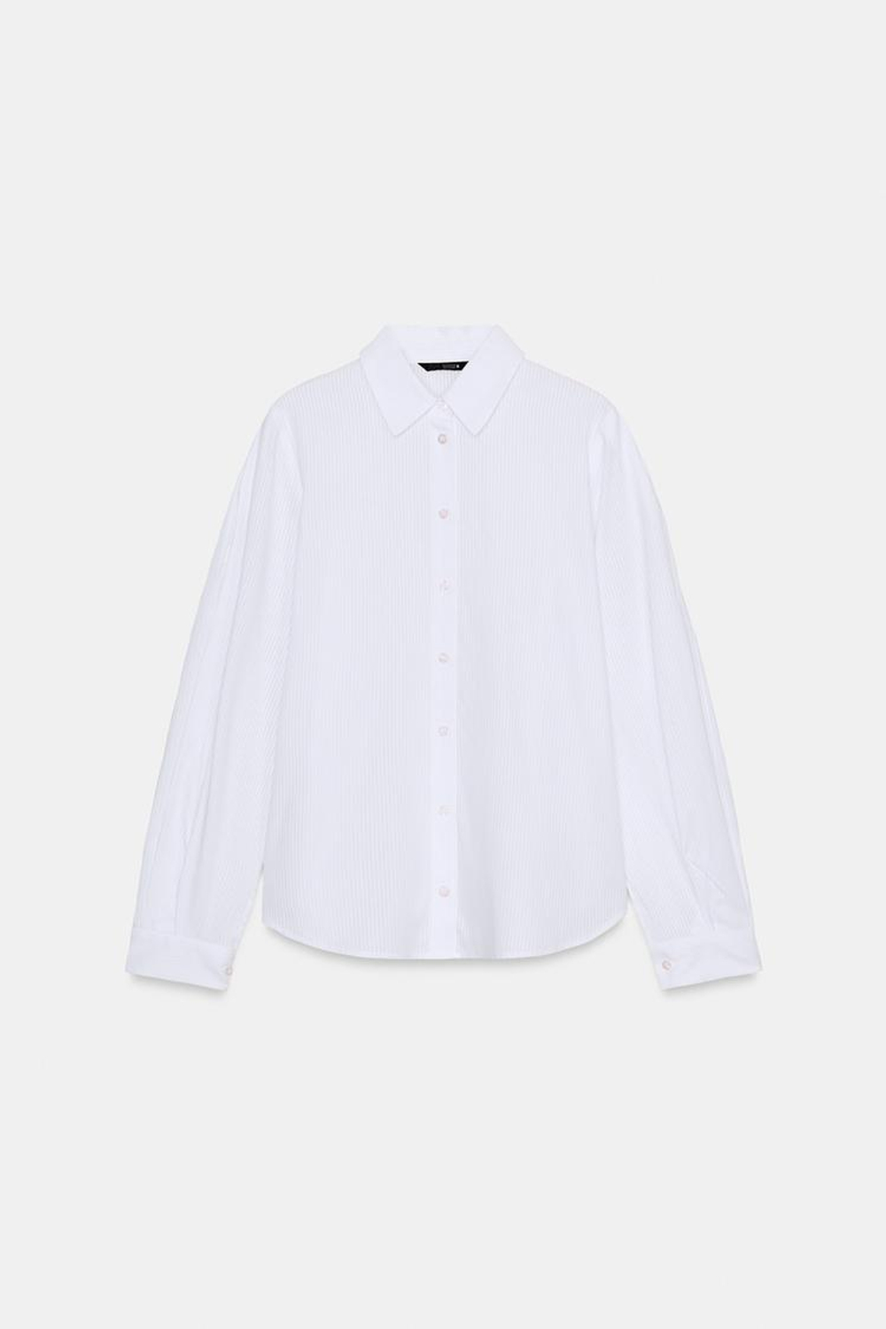 ZARA ХЛОПКОВАЯ РУБАШКА В ПОЛОСКУ, БЕЛЫЙ