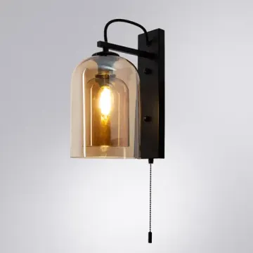 Бра 1*E14 A7015AP-1BK янтарный/черный Paio Arte Lamp
