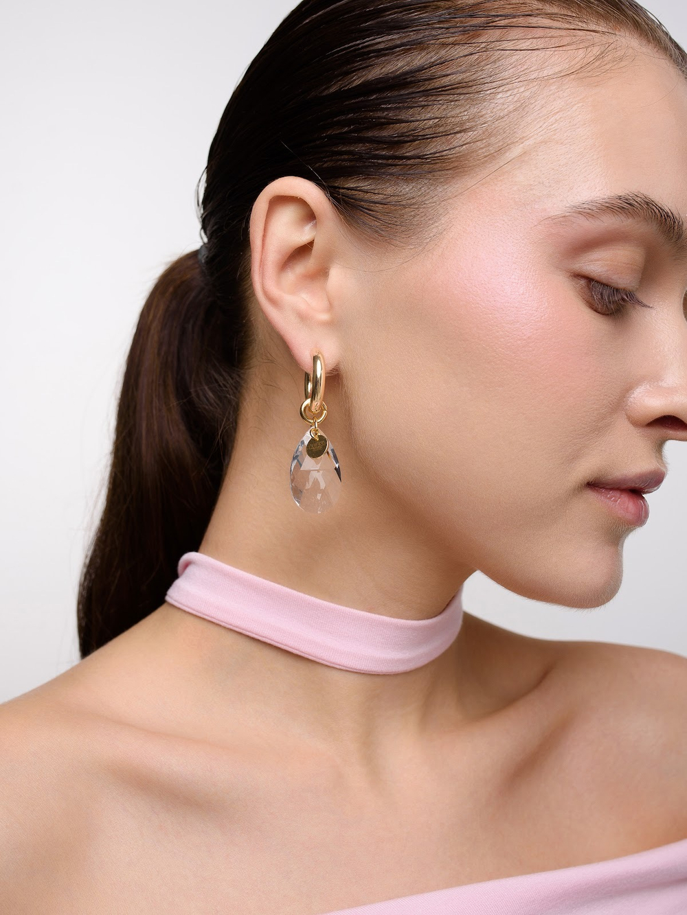 Серьги "Big crystal" Gold