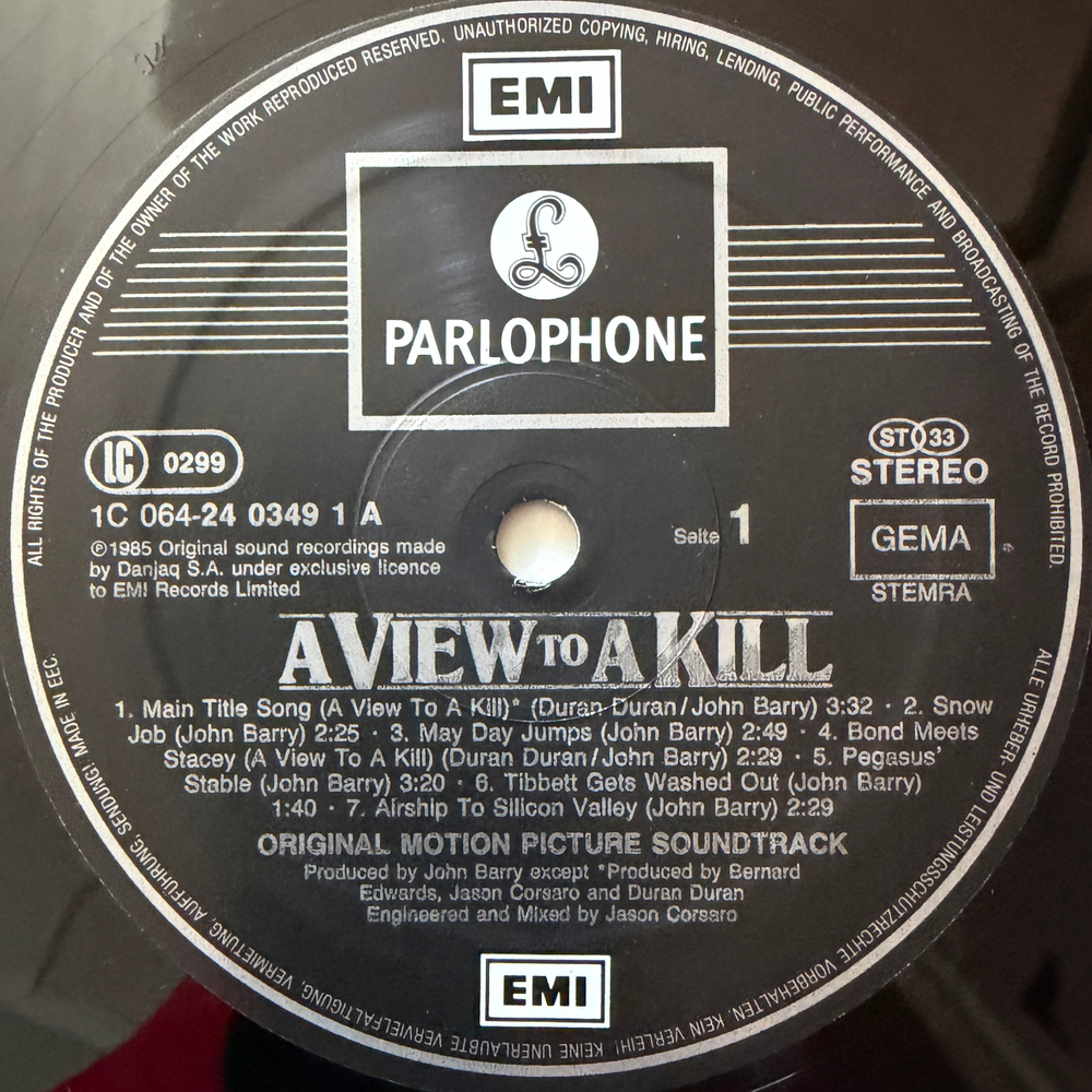 A View To A Kill - Original Motion Picture Soundtrack (Европа 1985г.)Т