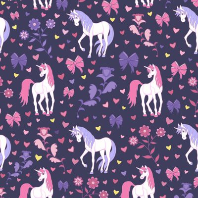 seamless pattern, unicorns with flowers