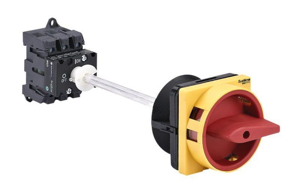 Выключатель-разъединитель 3п 25А IP20 с красн. выносн. рукоят. на дин-рейке/плате с замком SE MSD25340R