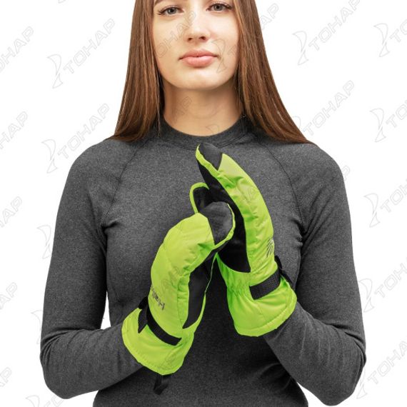 Варежки женские ZABAVA, лайм/черный Helios