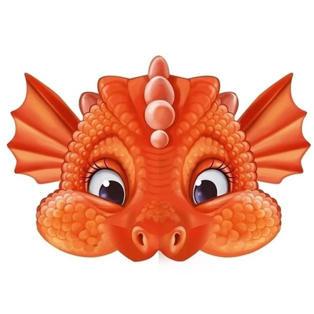 Маска бумажная Дракон оранжевая/зеленая 30х20см