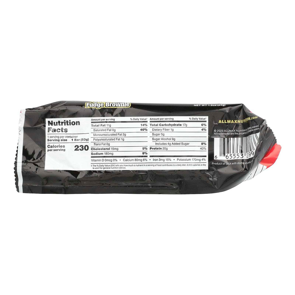 ALLMAX, Hexapro™, протеиновый батончик, брауни с шоколадной помадкой, 53 г (1,9 унции)