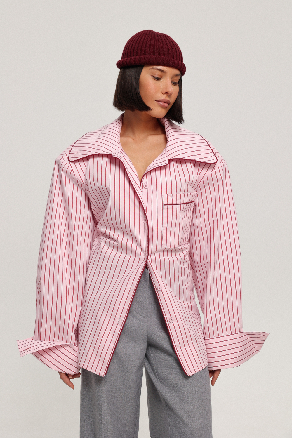 Рубашка в полоску с кантами