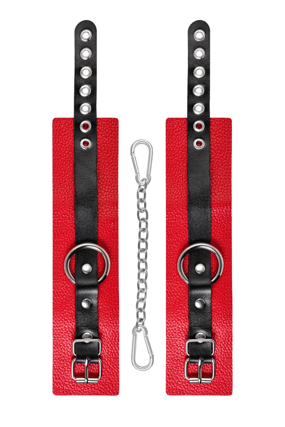 Красно-черные мягкие оковы с одним ремешком и люверсами