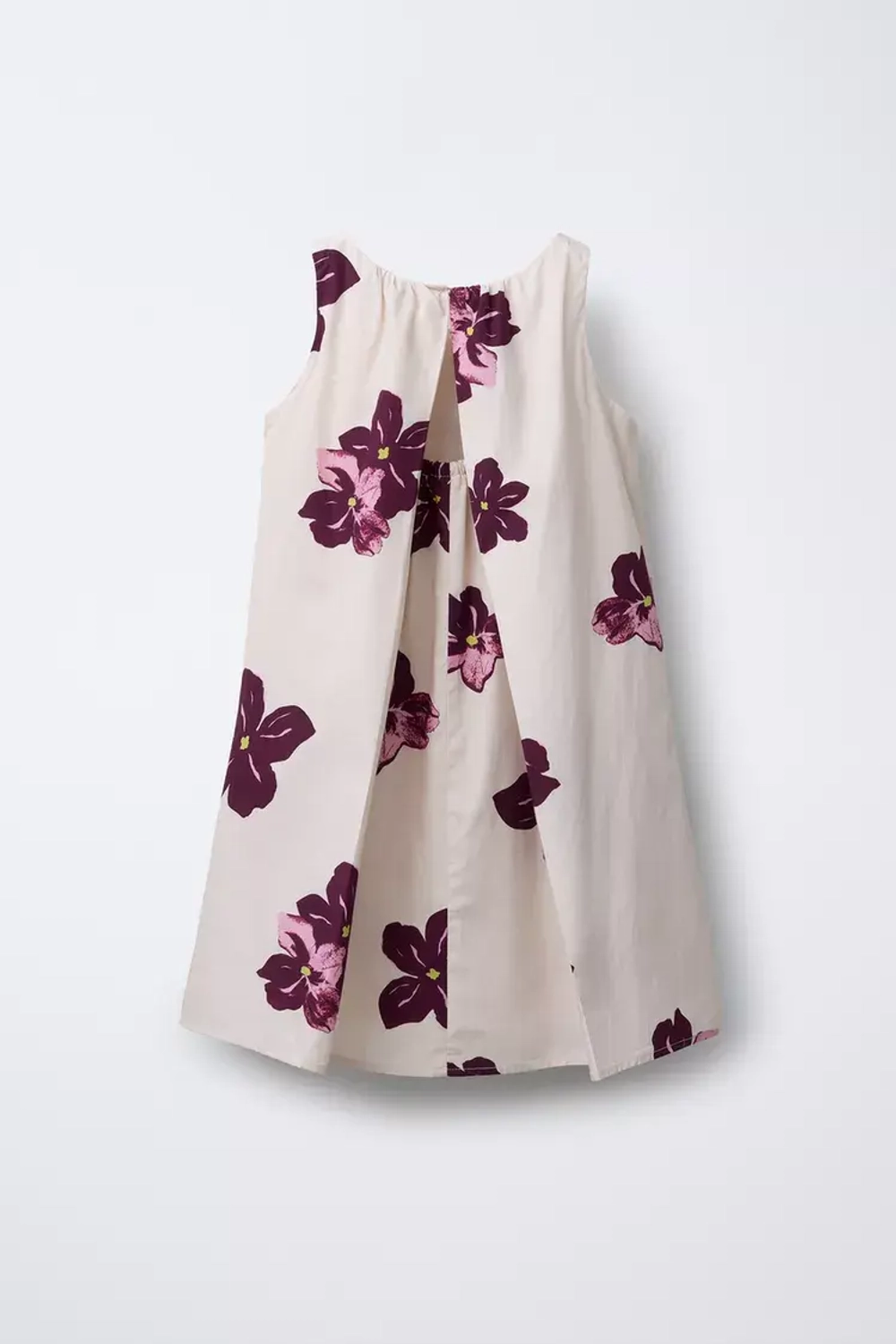 ZARA ПЛАТЬЕ С ЦВЕТОЧНЫМ ПРИНТОМ, БАКЛАЖАННЫЙ