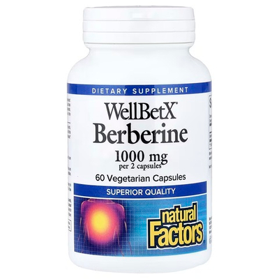 Natural Factors, ВеллБетИкс®, берберин, 60 вегетарианских капсул (500 мг в 1 капсуле)