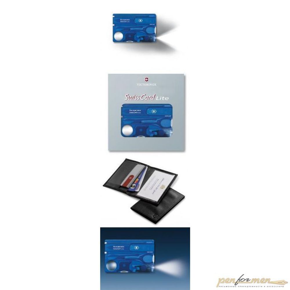 Швейцарская карта Victorinox SwissCard Lite 13 функций прозрачный синий (0.7322.T2)