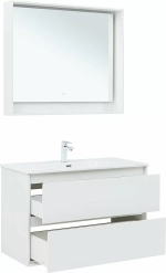 Тумба с раковиной Aquanet Милан 336370/330426 100 белый глянец