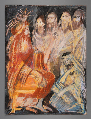 Гигошвили И. А. Авессалом и советы Хусия. (2 Цар. 16) Бумага, масляная пастель. 2020.