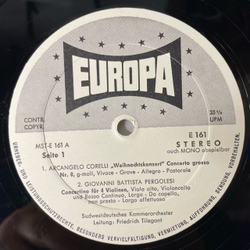 Винтажная виниловая пластинка LP Handel, Pergolesi, Corelli, Sudwestdeutsches Kammerorchester Leitung Friedrich Tilegant Concerto Grosso Nr. 10 D-Moll (Германия 1973)