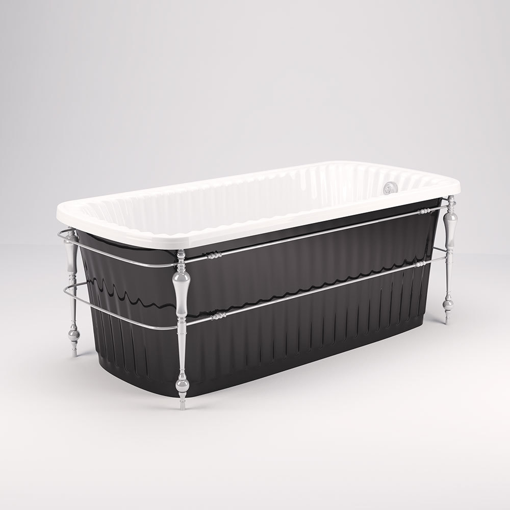 Ванна Migliore Olivia console 26973 174x80cm. хром/черная акриловая отдельно стоящая