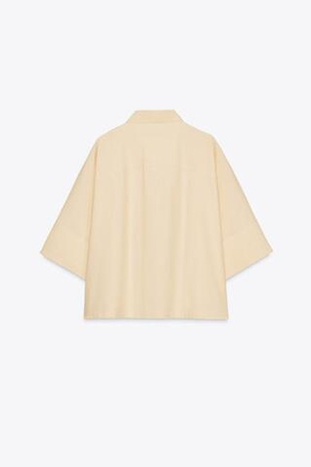 ZARA РУБАШКА ИЗ ПОПЛИНА — ZW COLLECTION, ЖЕЛТЫЙ