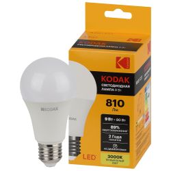Лампа светодиодная Kodak LED A60-9W-830-E27 K 9Вт груша теплый белый свет Е27