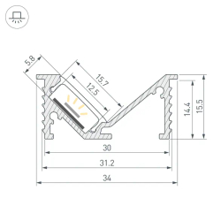 Профиль SL-BEVEL-W32-F-2000 ANOD BLACK (Arlight, Алюминий) 063941