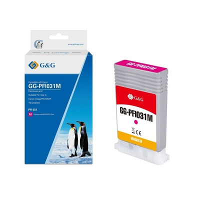 Картридж струйный G&G, аналог Canon PFI-031M (6265C001) для imagePROGRAF TM-240/TM-340 пурпурный 55ml