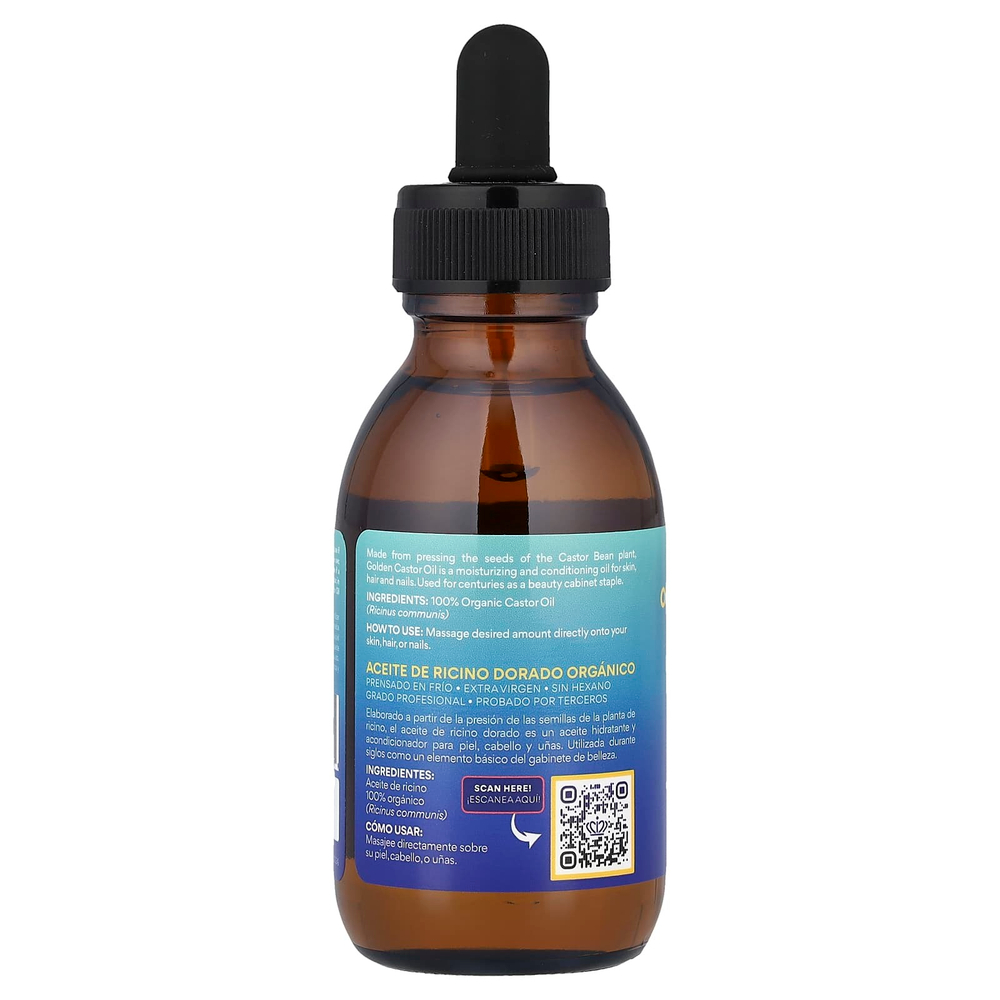 Queen of the Thrones, органическое золотистое касторовое масло холодного отжима, 100 мл (3,38 жидк. унции)