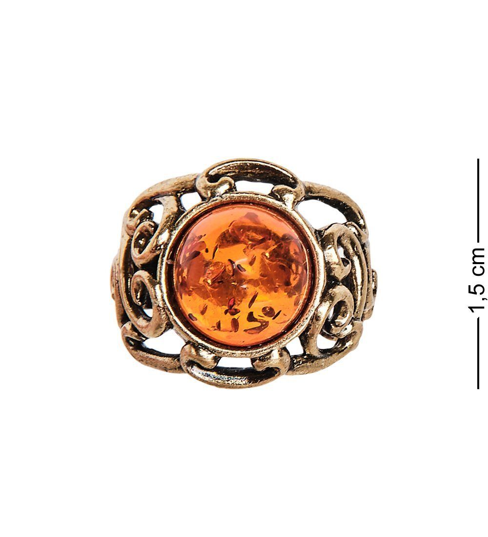AM-2418 Кольцо «Ажурное» (латунь, янтарь)