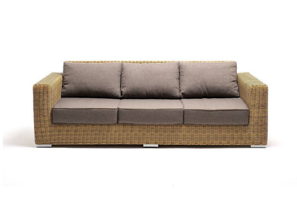 "Боно" диван из искусственного ротанга трехместный, цвет соломенный