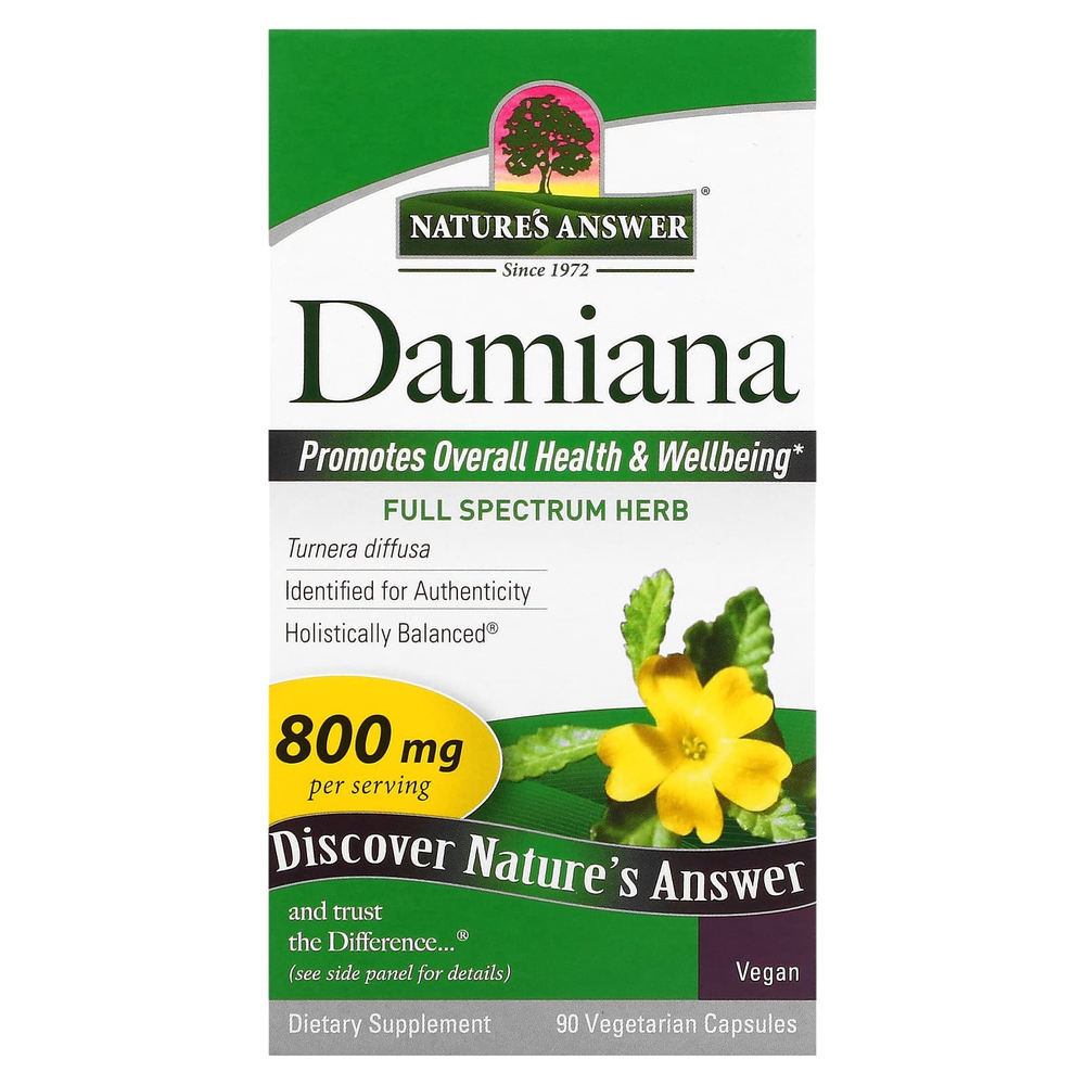Nature's Answer, дамиана, 90 вегетарианских капсул (400 мг в 1 капсуле)